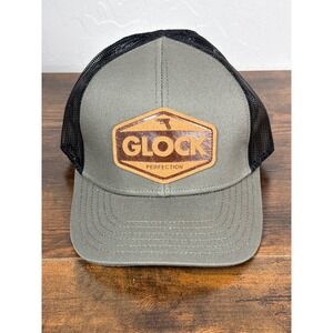 Glock Perfection Trucker Hat Mens Olive Green Black Mesh Snapback Patch Cap